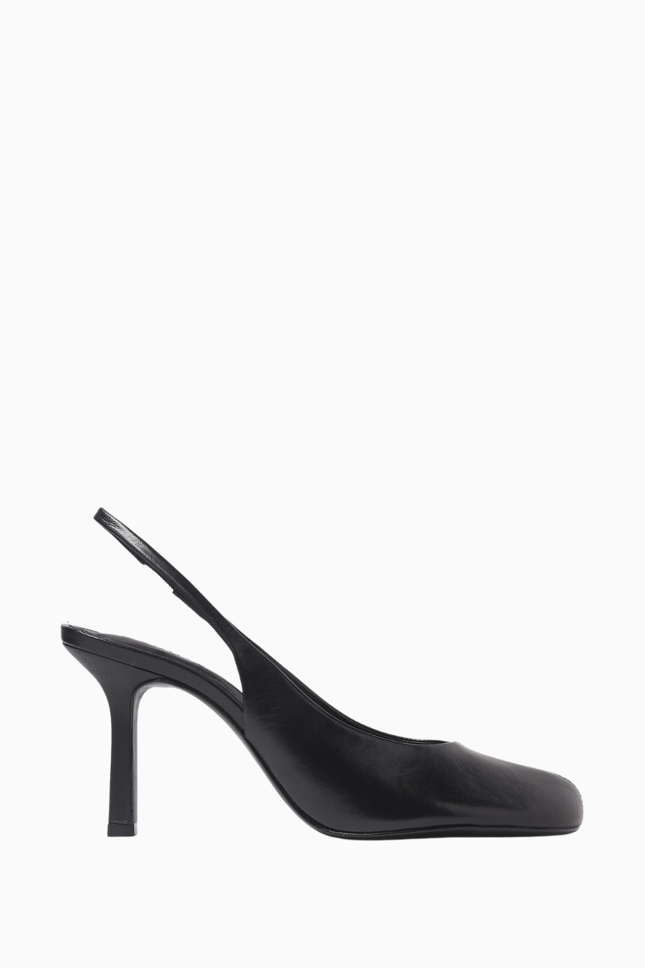 Brigitte 96 Siyah Nappa Deri Elastik Bantlı, Lüks Slingback Yüksek Topuklu Ayakkabı