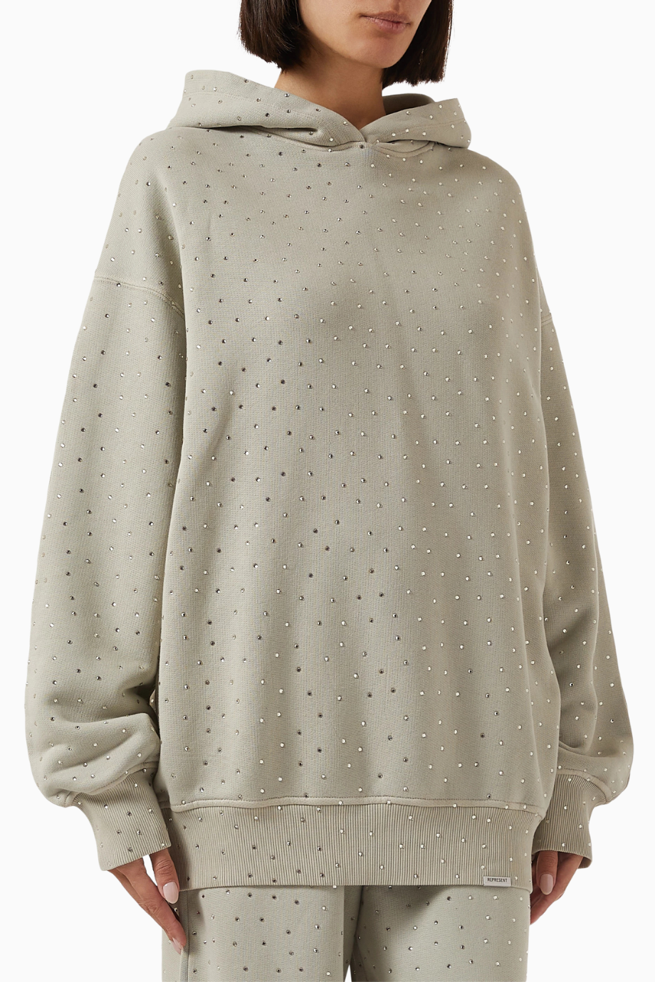 Spark Oversize Hoodie, Acid Wash Pamuk ve Hotfix Kristal Detaylı, Şık ve Spor