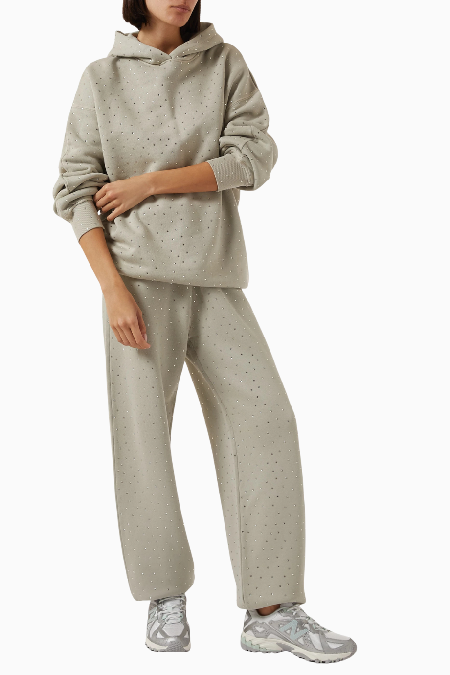 Spark Oversize Hoodie, Acid Wash Pamuk ve Hotfix Kristal Detaylı, Şık ve Spor