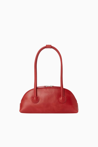 Bessette Kırmızı Deri Omuz Çantas, Retro Şıklık ve Minimalist Lüks
