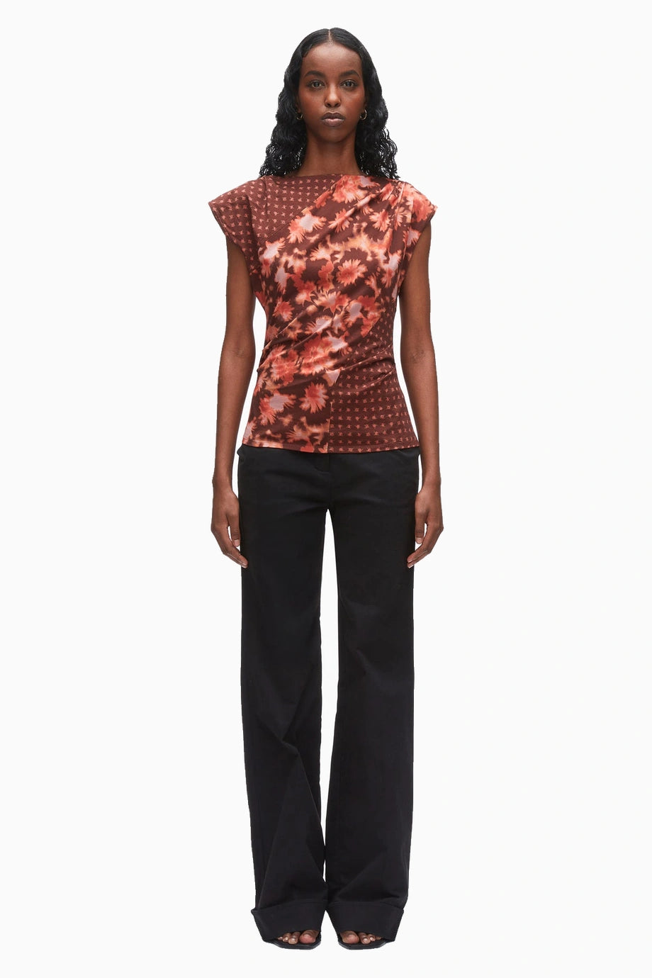 Desert Floral Patchwork Lüks Tasarım Çiçek Desenli Bluz
